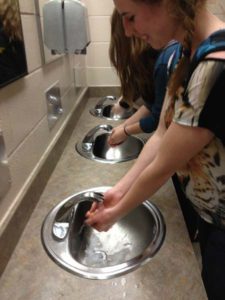 students using automatic tap