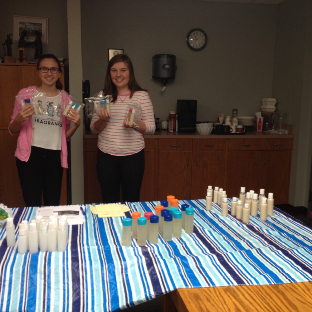 Students making sqeaky green handsoap student action project