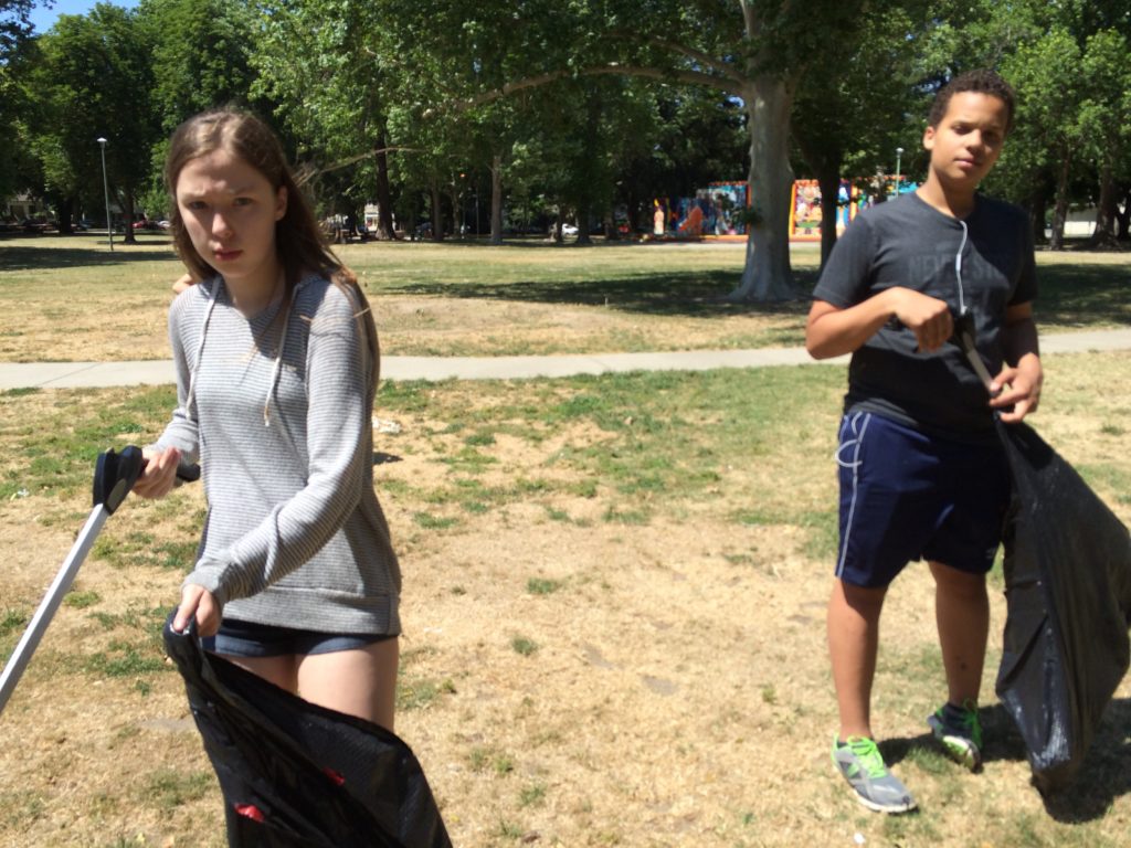 Students Cleaning Southside Park in Sacramento, Califormia