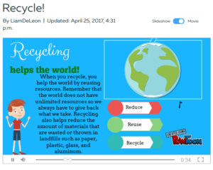 Recycle presentation student action