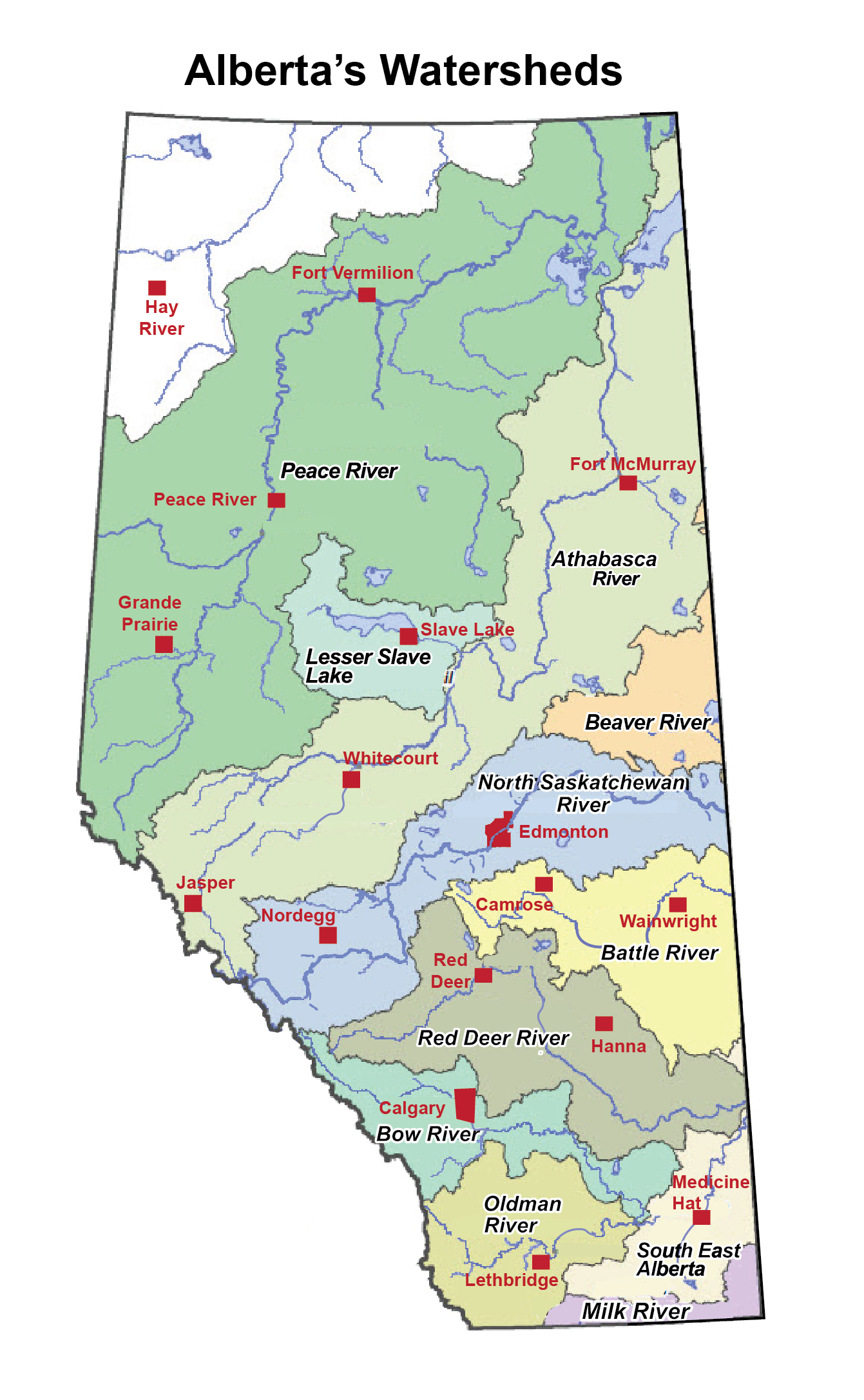 Albertas Watersheds Map 1 